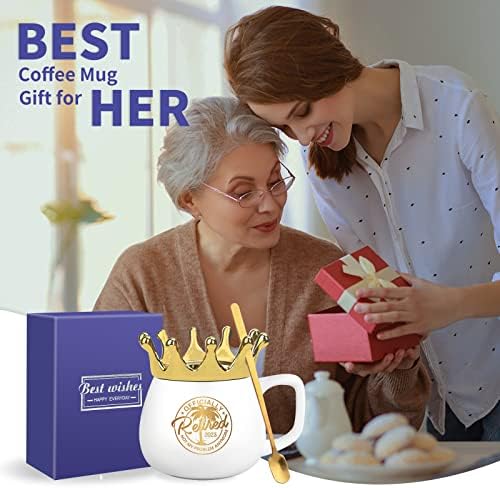 2023 Подароци За Пензионирање За Жени, Златни Смешни Пензионирани Шолји За Кафе Со Круна Подарок За Женска Мајка Баба, Збогум Подароци