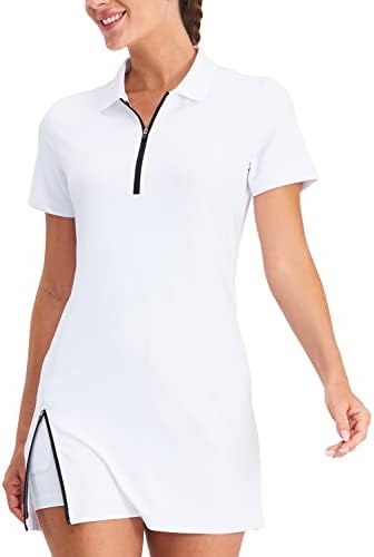 Фустани за голф на Хиверлеј Тенис за жени атлетски фустан со внатрешни шорцеви 2 џебови за вежбање вежбање UPF 50+