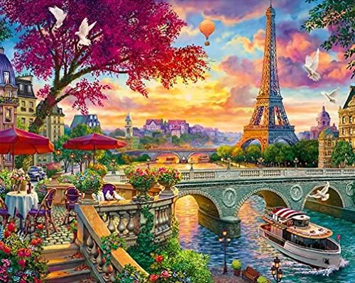 Силани 5д Париски пејзаж Дијамантски комплети за сликање за возрасни Ајфелови кула сценографија дијамантска уметност почетници