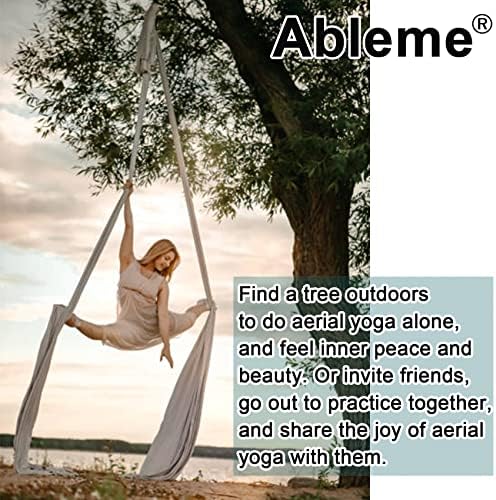 Ableme Aerial Yoga Silks 9 дворови комплет за хамак за воздушен танц, летачки јога, комплет за стартување на јога со сет на хардвер