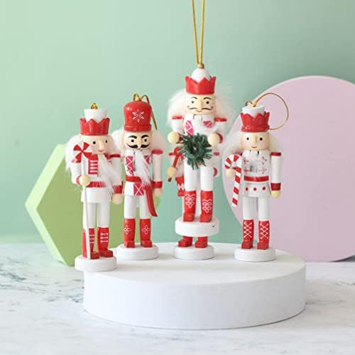 5 парчиња Божиќни оревици војници приврзоци дрвени Божиќни дрвја приврзоци што висат војник од орев, украси Божиќ, кукла за Божиќ, за Божиќ, роденденски свадбени та?