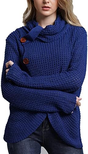 Долг ракав убава блуза дами асиметрично училиште зимска удобна цврста боја врвен плетен висок врат