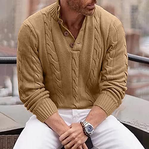 Dudubaby Долг ракав џемпер за Mensweater Солиден моден круг на вратот долг ракав плетен врв плус џемпери со големина