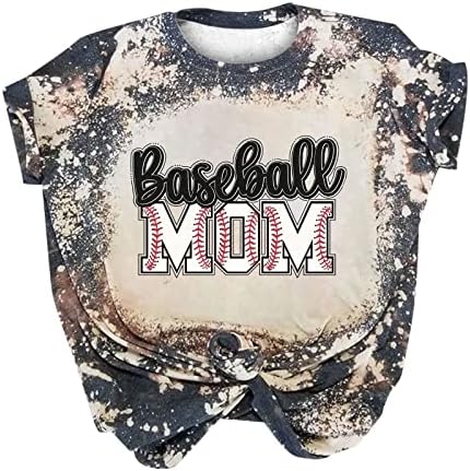 Жените Бејзбол Мајка Изветвена Маица Смешно Писмо Печати Графички Маици Блузи Потресени Мама Кошула Блуза Денот На Мајката Маици