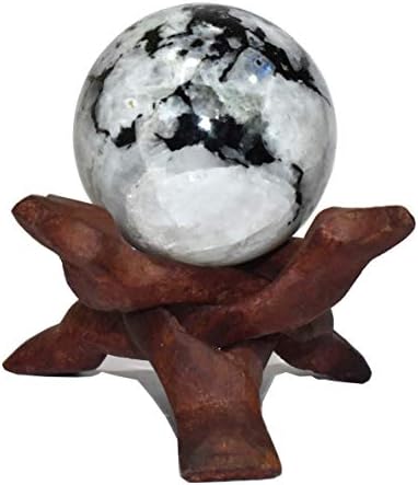 Исцелување4U сфера Виножито месечина со големина 2,5-3 инчи и една дрвена топка стојат природна кристална топка сфера Васту Реики