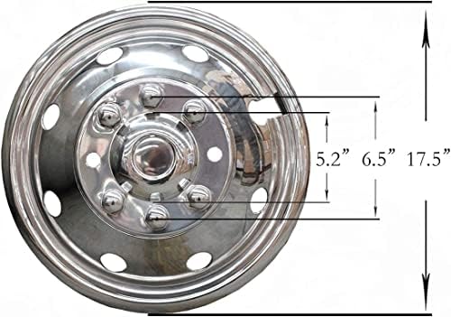 Boogadee 4PCS 16 Полирани симулатори на двојно тркало од не'рѓосувачки челик, убав изглед на капакот на тркалото, 8 lug Hubcaps