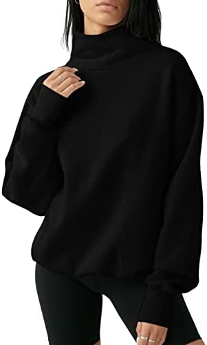 Doshoopенски женски женски преголем џемпер со долги ракави со долги ракави, обични врвови на пулвер
