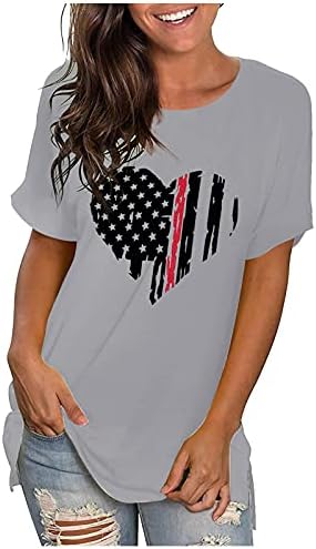 Американска маичка со маица жени во САД starвездички ленти Четврти јули маички со лежење на првенствени печати V вратот на врвови за џвакање