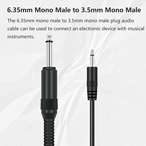 BOLLECK 3FT 3,5 mm 1/8 TS Mono Mano до 6,35 mm 1/4 Моно -машко адаптер Аудио кабел за аудио кабел