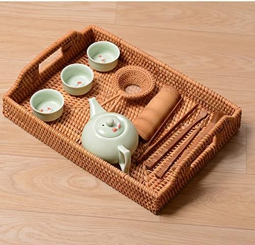 Eyhlkm Правоаголен рачно ткаен овошен послужавник со леб за леб, кој служи PlatterPicnic Basket