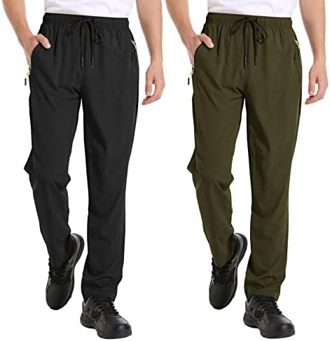 Атлетски панталони за мажи Priessei, лесен џогер, брзо суво вежбање панталони за дишење џемпери со џебови од патенти