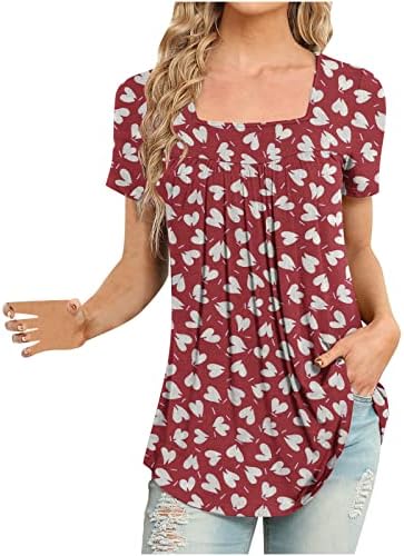 Comigeewa тинејџерски девојки салон маица есен лето кратко ракав 2023 душо деколте памучна графичка блуза маичка за жени