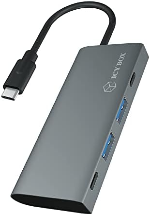 ЛЕДЕНА КУТИЈА USB-C Gen 2 Центар со 4 USB Порти, USB 3.1 Gen2 10 Gbit/s, Алуминиум, Интегриран Кабел, Јаглен Сива