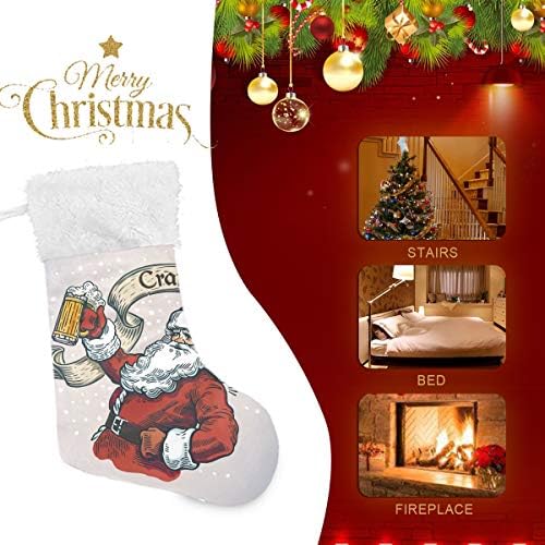 Пимилагу Дедо Мраз со кригла пиво Божиќни чорапи 1 пакет 17,7 , виси чорапи за Божиќна декорација