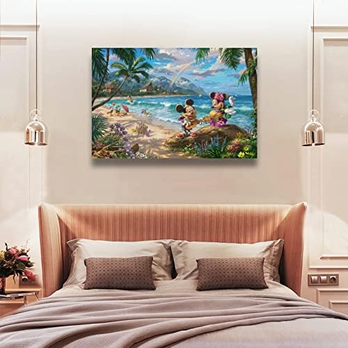 Fuz Mickeys & Minnie пријатели на постер на Хаваи Декоративно сликарство платно wallидна уметност дневна соба Постери Спална соба Спална соба 12x18inch
