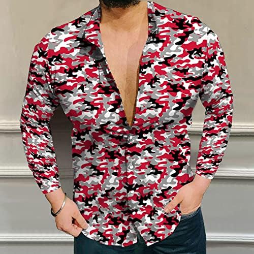 Менси кошули со долг ракав лето 2023 година копче надолу печатено y2k врвови случајна мода плус големина на блузи