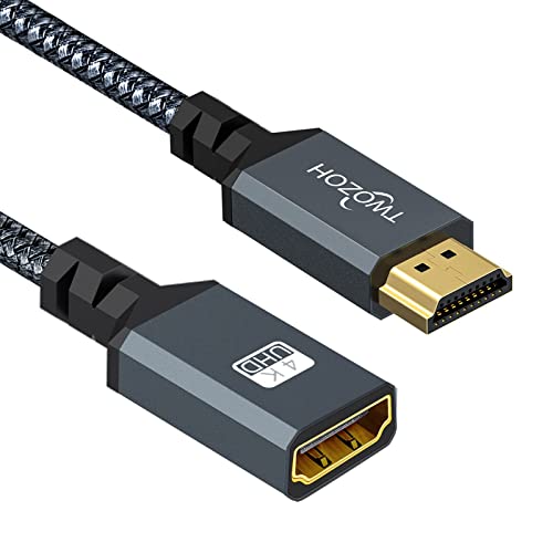 Twozoh HDMI Продолжен Кабел 10FT, HDMI Машки До Женски HDMI Кабел, Најлон Плетенка HDMI Екстендер, HDMI 2.0 Кабел Адаптер Поддршка 4K@60Hz