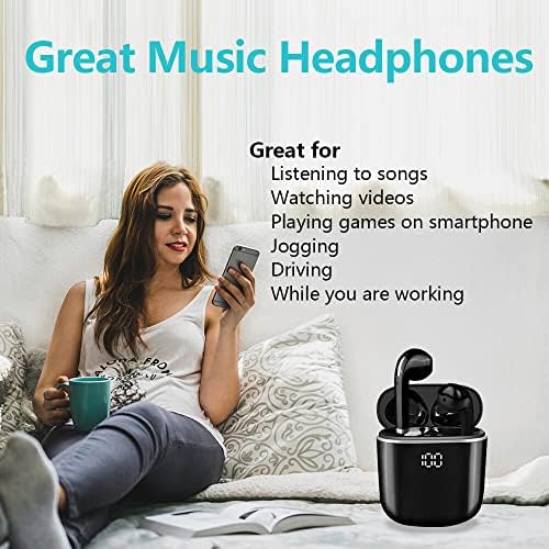 Холипер Безжични Слушалки За Уши Bluetooth Слушалки, Безжични Слушалки За Уши Со Пренослива Кутија За Полнење, Вграден Микрофон, Долг Век На Траење На Батеријата Водоот