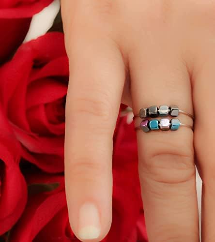 Нова анксиозност на Корбах, прстен за жени - прстен за олеснување на стресот на накит, прстен за вртење со монистра - прстен против