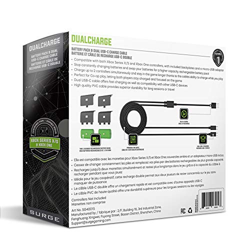 Пренапони Двојно Полнење батерија пакет &засилувач; Двојно Полнење Кабел За Xbox Серија X|S И Xbox Еден Контролори, Контролер Назад, 2x 1200mah Батерии За Полнење, ПОЛНЕЊЕ КАБ