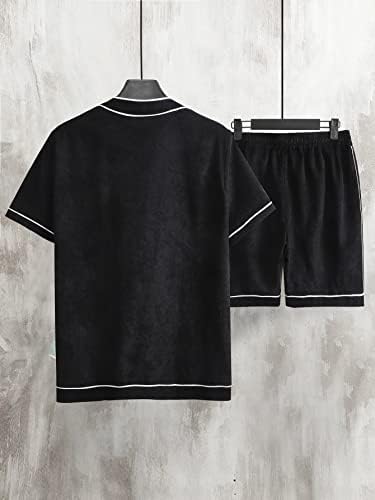 Oshho облека со две парчиња за мажи мажи со буква графички контраст кошула и шорцеви