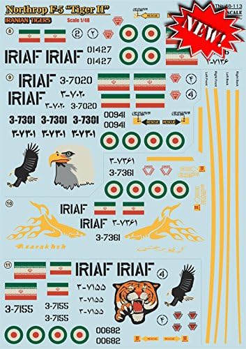 Декал за Нортроп Ф5 Тигар II Ирански тигри, Дел 1 1/48 Скала за печатење 48-113
