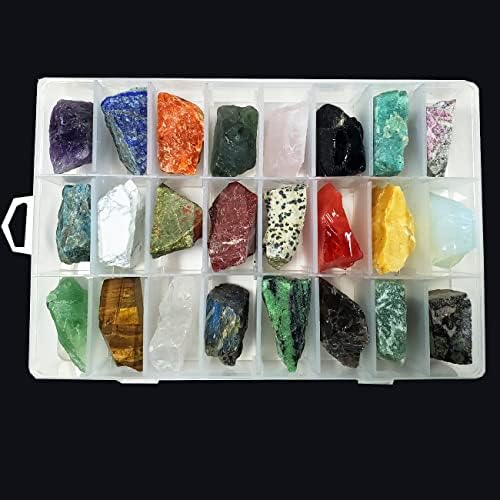 Rocktone 24pcs груби камења 0,7 ''-1,5 '' природни сурови кристали за заздравување, треперење, кабинг, полирање, Wicca & Reiki, Fountain