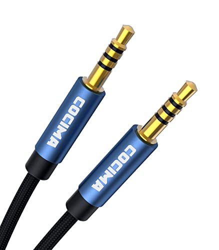 Аудио кабел Cocima TRRS 3,5 mm [6,6ft/2m] 4-пол микрофон машки до машки најлонски плетенка кабел за кабел стерео за слушалки за домашни стереони звучници таблети мартфони и пове