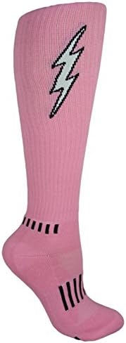 Moxy чорапи светло розова со бело колено високи фудбалски чорапи со завртки