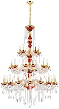 Елегантно осветлување 7810G45G/RC Royal Cut Clear Crystal Alexandria 30-Light, тристепено кристално лустер, 45 x 62, златен финиш