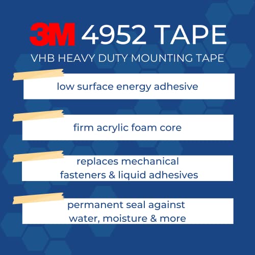 Лента за монтирање на тешки 3м VHB 4952, 10 ширина x 5yd должина