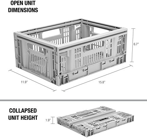 CleverMade CleverCrates Про-Одделение 15.8 Литар Склопувачки Корпа За Складирање/Контејнер: Рендан Ѕид Алатка Кошница/Тоте, Сива,