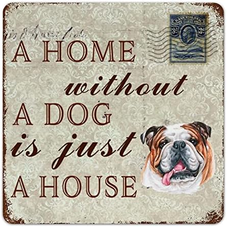 Смешни Метални Куче Знак Плакета Дом Без Куче Е Само Куќа англиски Булдог Домашно Милениче Врата Закачалка Со Смешни Миленичиња Куче Велејќи