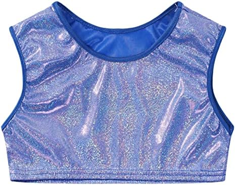 Hansber Kids Girls Sparkly Dance Sport Bras Tops Modern Jazz Dance Performance Costume