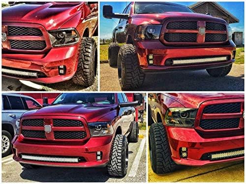 Ijdmtoy Двојна LED Pod Светлосна Светилка За Магла Компатибилен Со 2013-18 Dodge RAM меморија 1500, Вклучува 20w Висока Моќ CREE LED Коцки, Загради