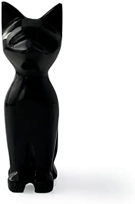 Црна оникс мачка, рачна врежана камена фигура, среќа