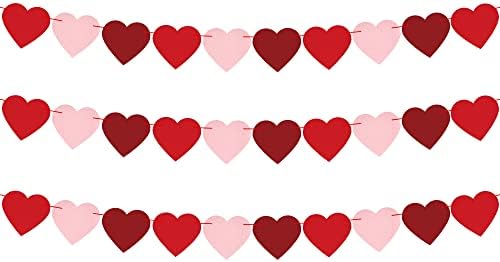 Чувствував Срце Венец За Денот На Вљубените Декор-Пакет од 30, Без САМ | Црвена, Роза, Светло Розова Срце Банер Венец, Срце Венец Украси