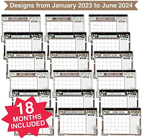 1 Фарма Голем Календар За Биро 2023-2024 Календарска Подлога За Биро, 1 Магнетен Неделен Планер За Оброци Табла За Суво Бришење За