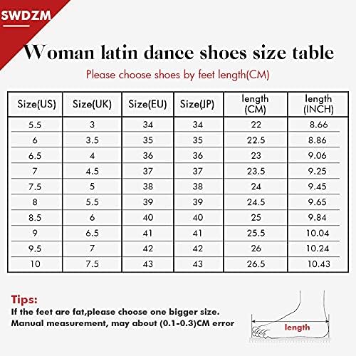 SWDZM женски латински сала за танцувања во салса салса валц перформанси вежба за танцување чевли, модел LPDB-LS