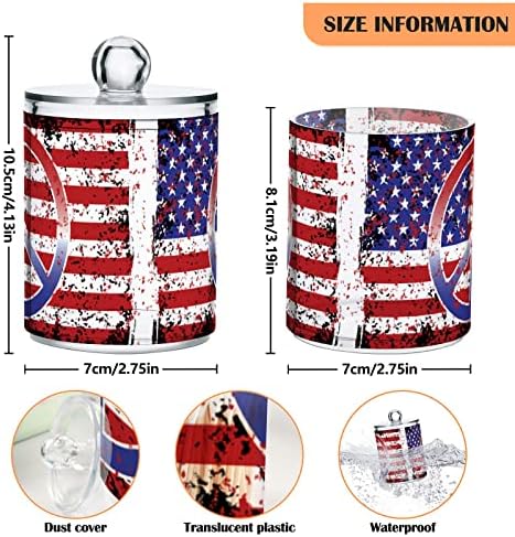 innewgogo Американско знаме Мир симбол 2 пакет памук британски држач за држачи на топката организатор диспензер пластични контејнери за бања со капаци на Тампон, чиста