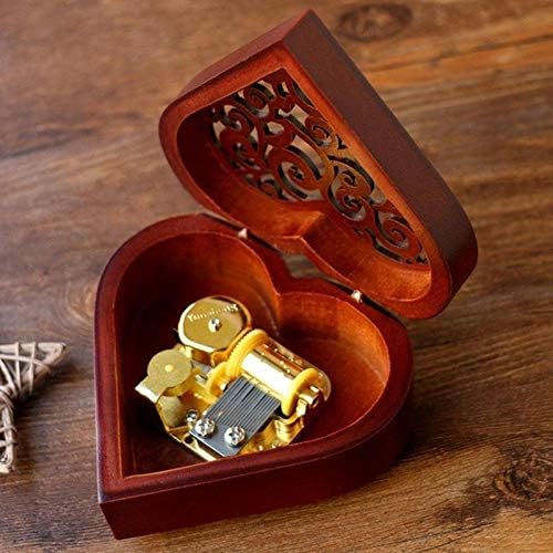 XJJZS Музичка кутија во облик на срцев гроздобер дрвокрадство музичка кутија ветер на музичка кутија подарок за подароци Божиќ