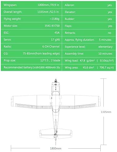 UJIKHSD RC Airplane 1800mm Motor Motor KV750 FIXED WING RC GLIDER PNP/RTF Две верзии со плови вклучени ＆ LED осветлување фиксна крила