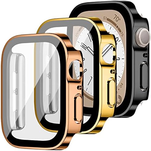 Случај за заштитник на екранот со 3 пакувања за Apple Watch Series 6/5/4/SE, позлатена анти-гребена ултра тенка заштитна покривка