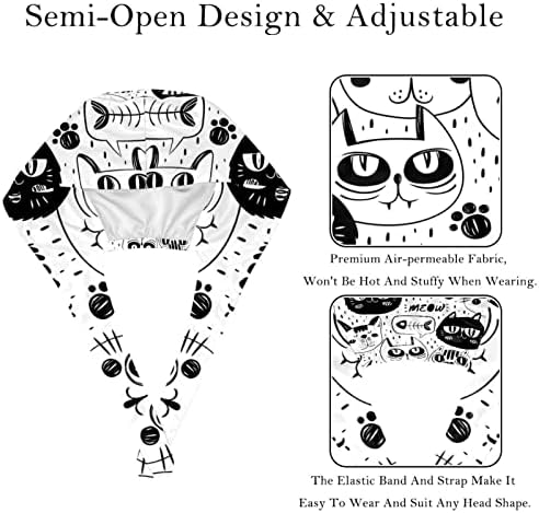 Затегнете ги капачињата со копчиња за покривање на косата со капаци на турбани, работни капи, медицински сестри, клиники за миленичиња, капачиња 2 парчиња, шема на м?