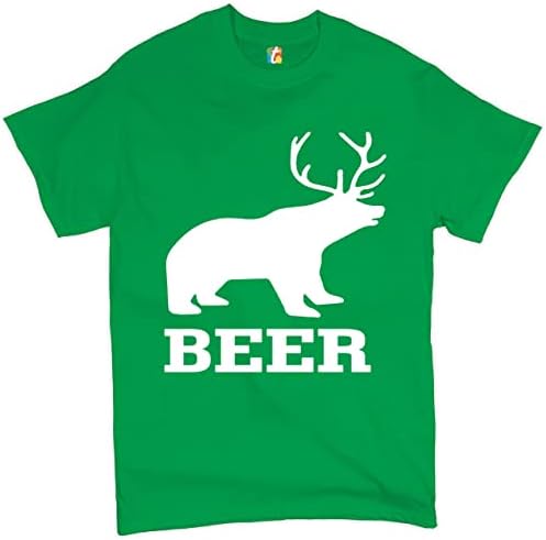 Мечка + елен пиво смешно пиење маица бар паб забава хумор машка кошула за новини