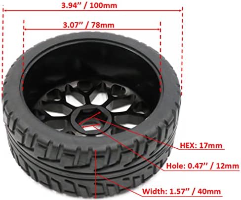 Hobbysoul RC 1/8 на патни гуми монтирани и залепени на алуминиум 1/8 тркала 17мм хексадецимални бандажи за Kyosho MP9e Evo, Arrma Typhoon, Redcat,