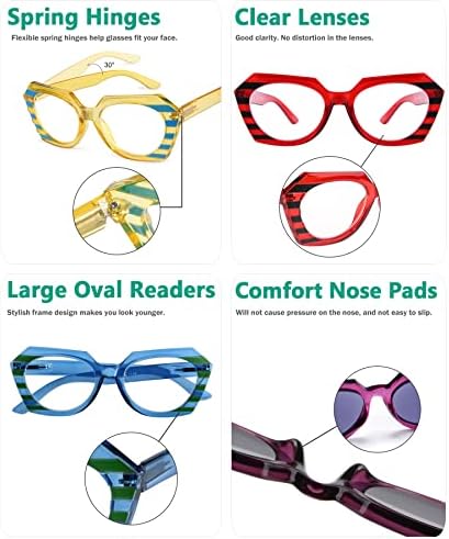 Очила 5-пакет Очила За Читање За Жени Дами Дизајн Читатели Овална Леќа