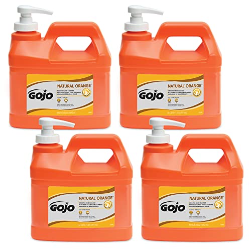 Gojo природен портокал мазен лосион чистач, природен мирис на цитрус, 1/2 галон за брзо дејство на лосион за чистење на рачно шише-0948-04
