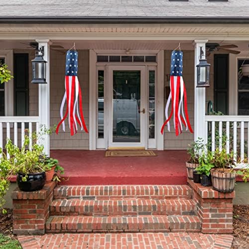 Декорации од 4 јули, 60 инчи Американски ветровик тешка должност, патриотски декор на отворено четврти јули, американско знаме во САД со везени starsвезди, црвено бело ?