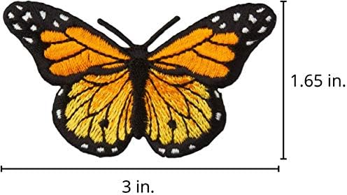 Апликација за лепенка за пеперутки монарх, 3 x 1,75 инчи - железо вклучено/шиење на целосно извезено